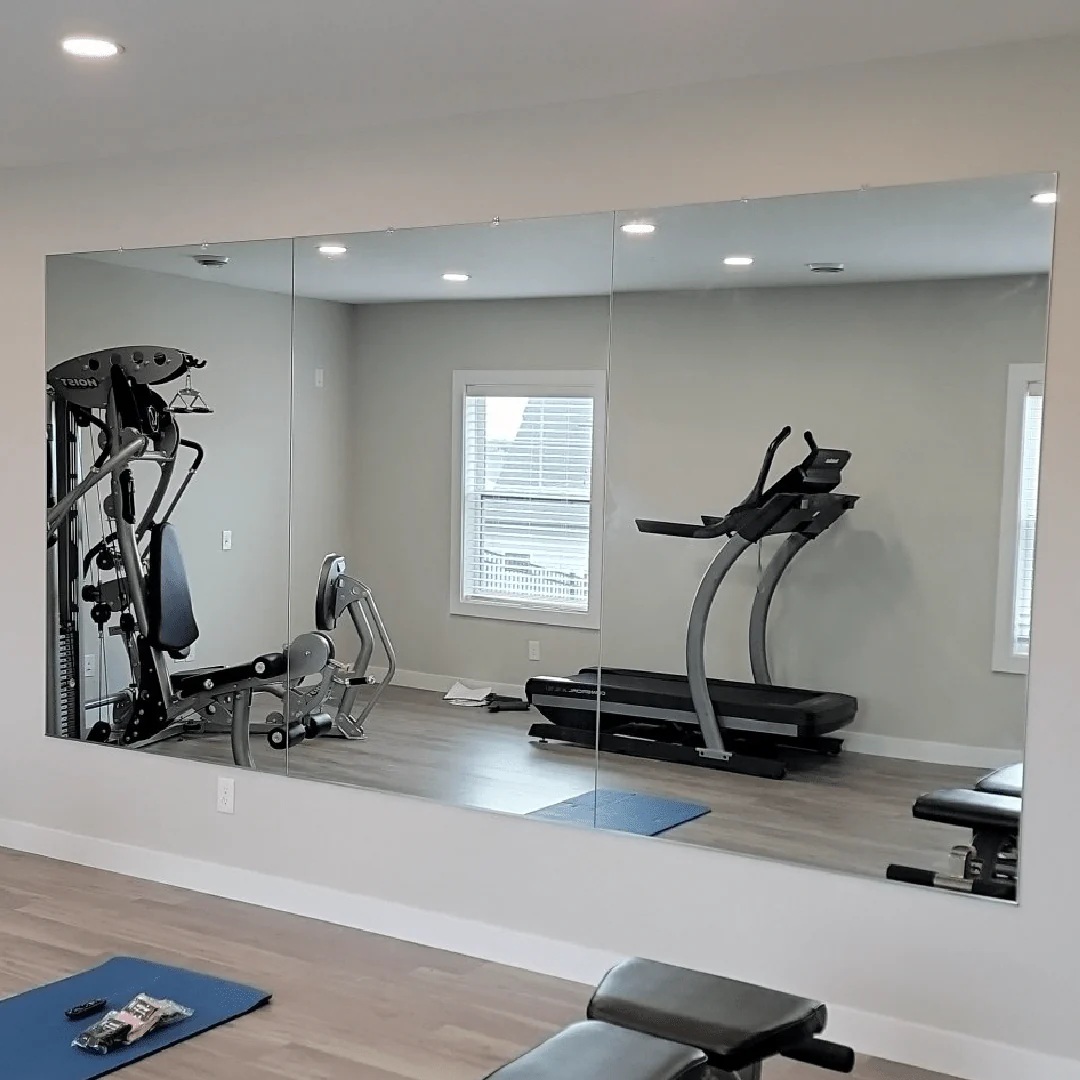 Commercial gym wall mirror for fitness training space