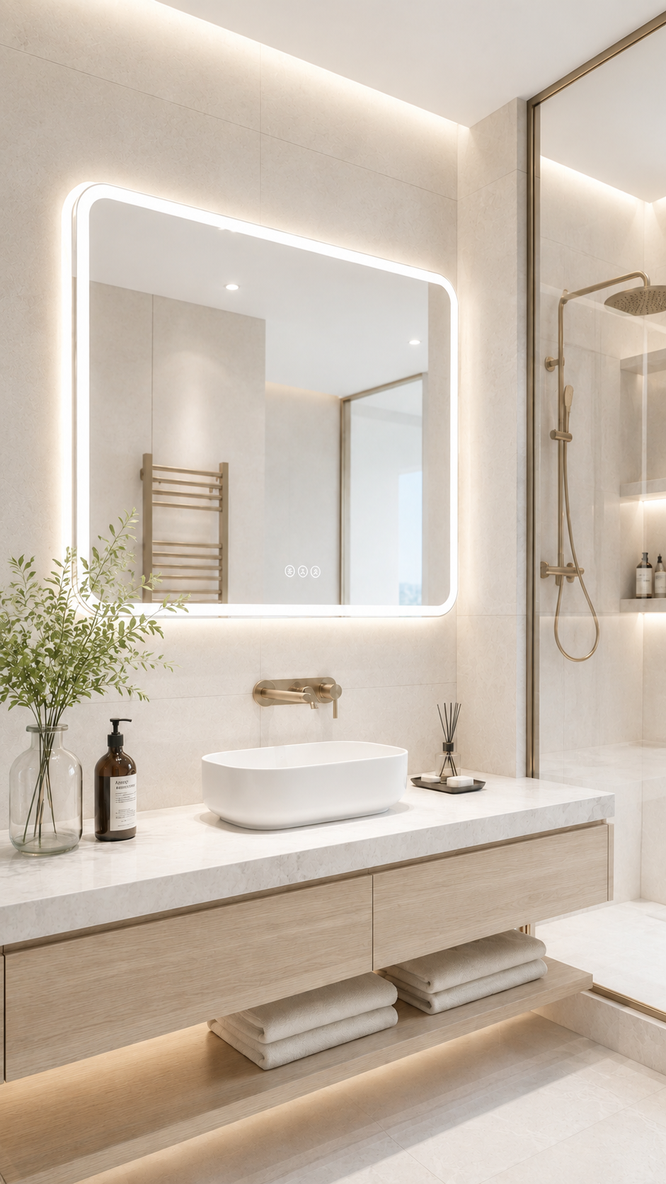 Hotel bathroom backlit LED mirror concept for project supply