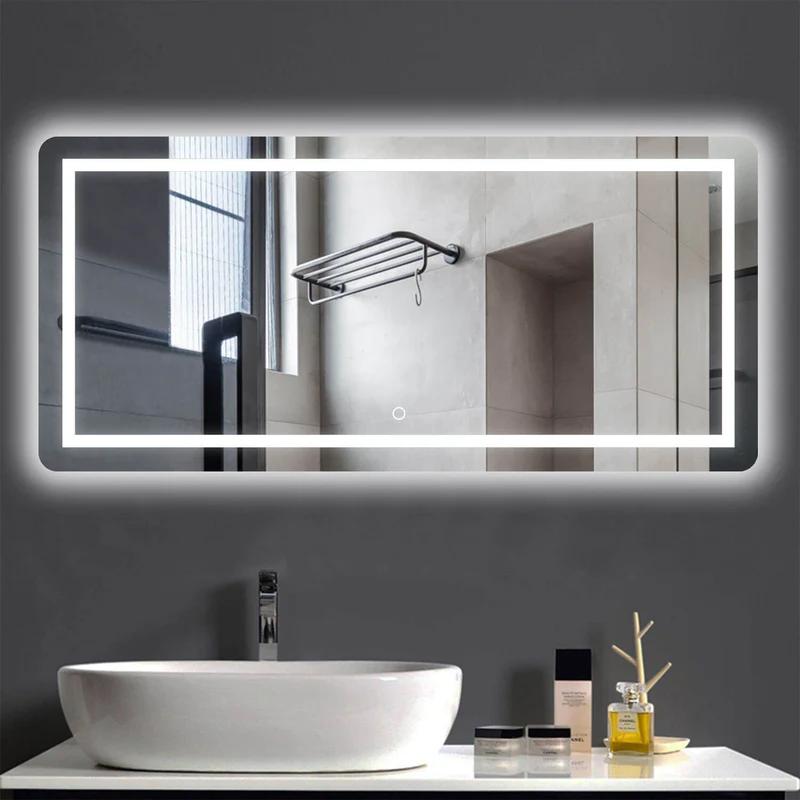 Front-lit vanity LED mirror with decorative lighting