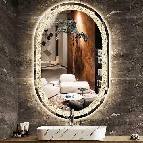 White oval LED bathroom mirror for project bathroom supply