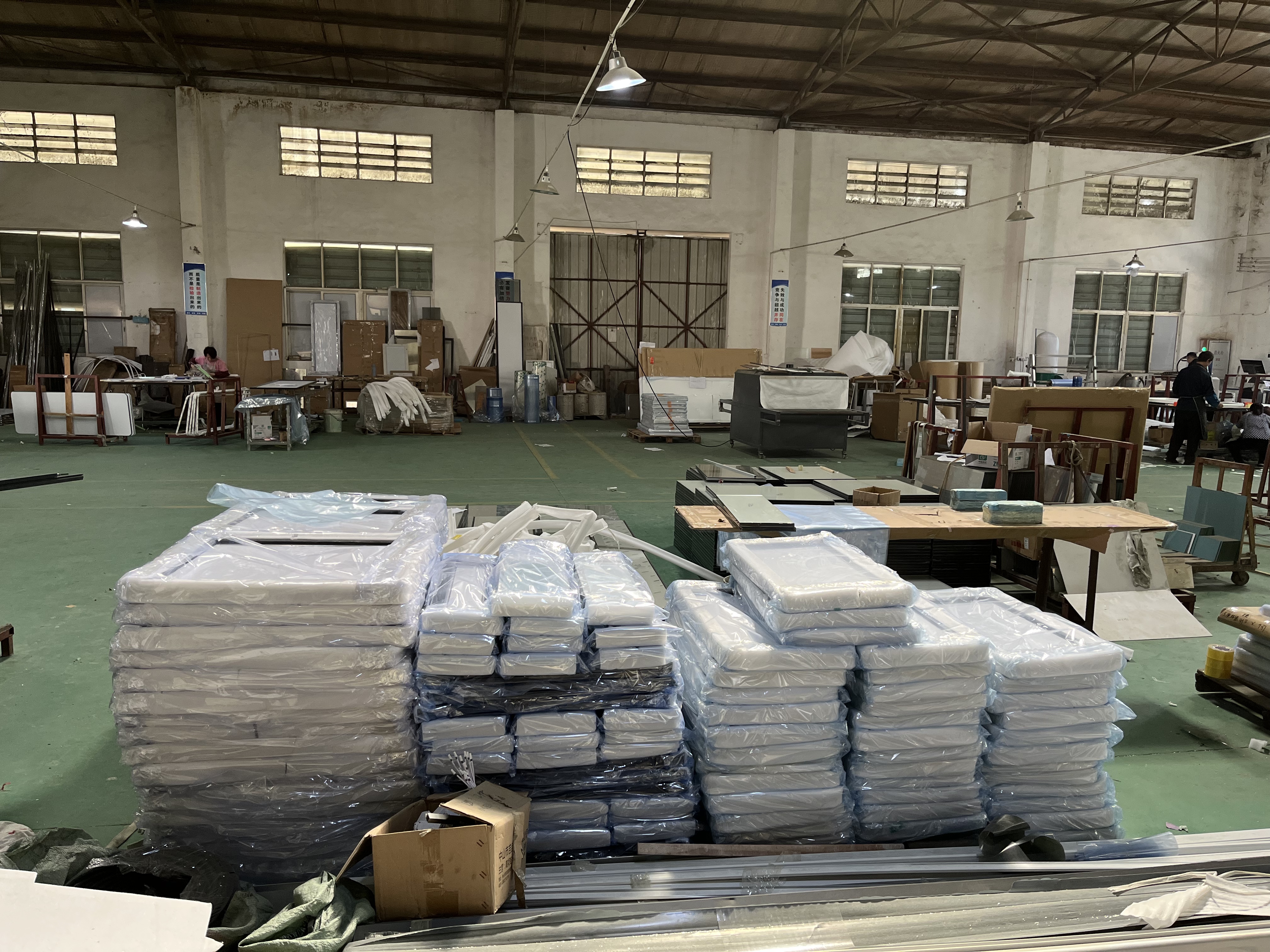 Packed LED mirrors prepared for export shipment