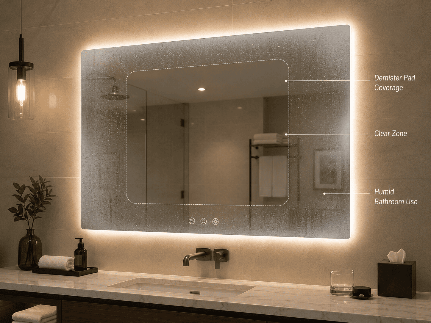 Smart LED mirror display or touch control reference