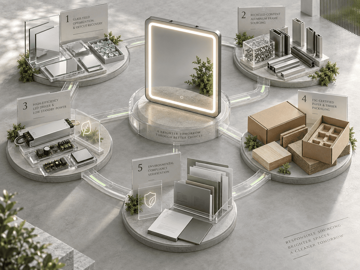 Low-carbon supply chain and green procurement for LED mirrors